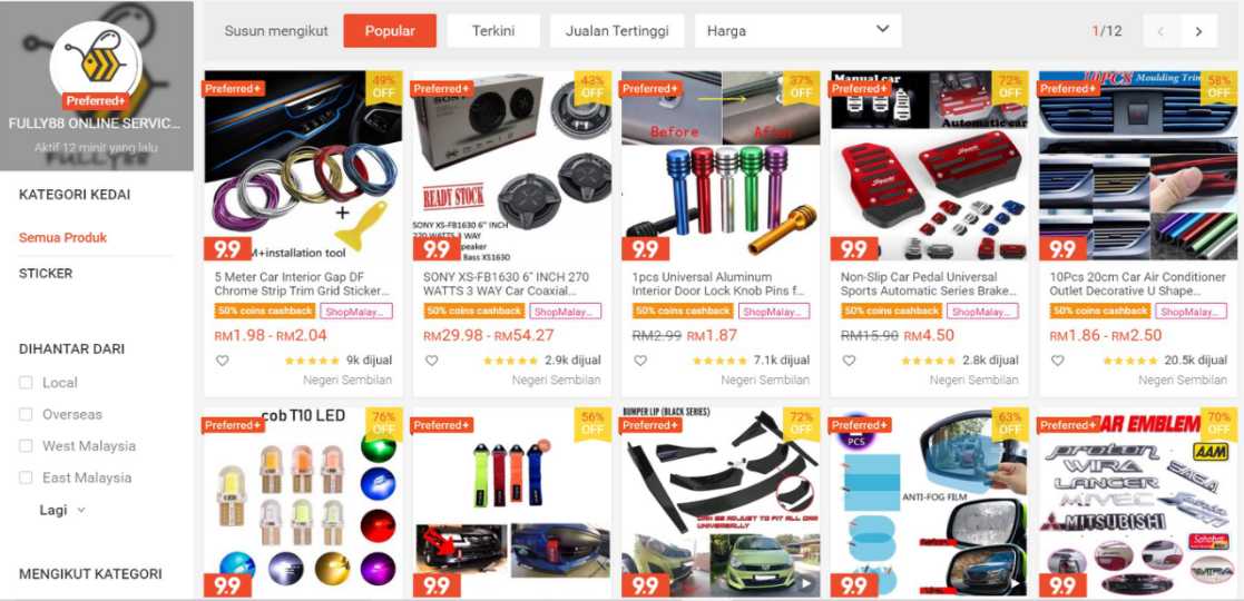 Kedai Aksesori Kereta Fully88 Online Shopee