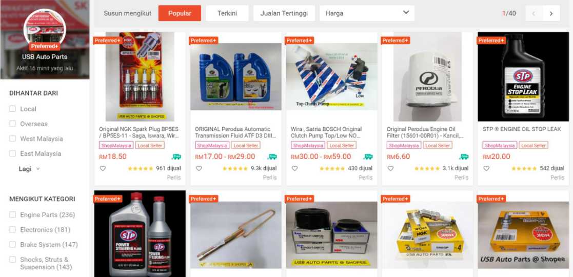 Kedai Sparepart USB Auto Parts Shopee